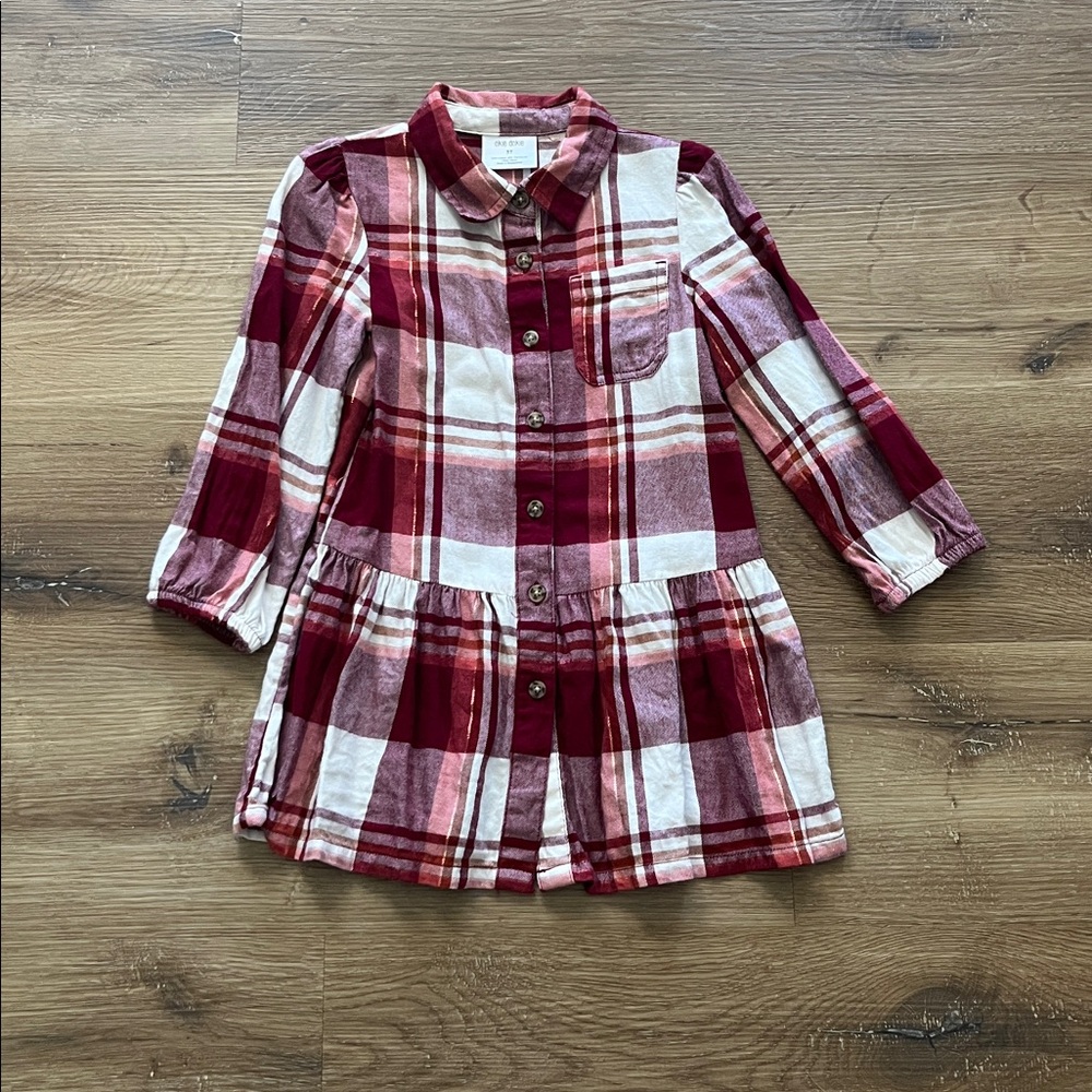 Okie Dokie Red and White Plaid Dress